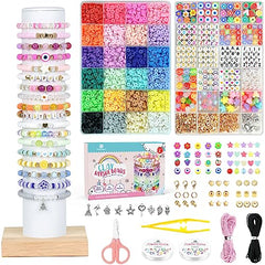 Dowsabel Clay Beads Bracelet Making Kit  5000 Pcs Preppy Polymer Clay Beads with Charms Kit for Jewelry Making, DIY Arts and Crafts Birthday Gifts Toys