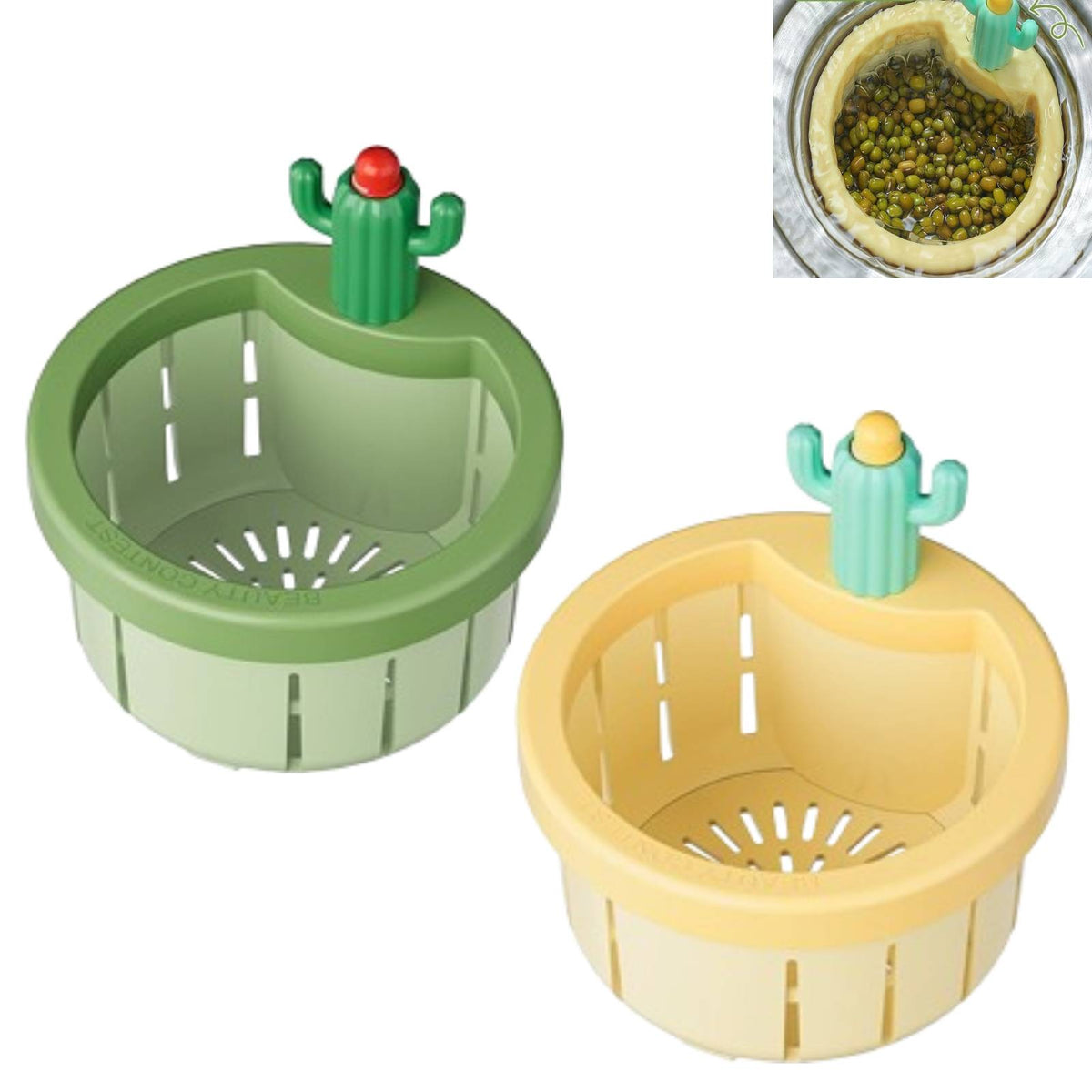 Eimula Kitchen Sink Strainer, Cactus Drain Protector Filter, Press Automatic Dumping Basket, Multi-Functional Home Use Plug Hole Cover, Kitchen Waste Collector Filter Cactus (2PCS)