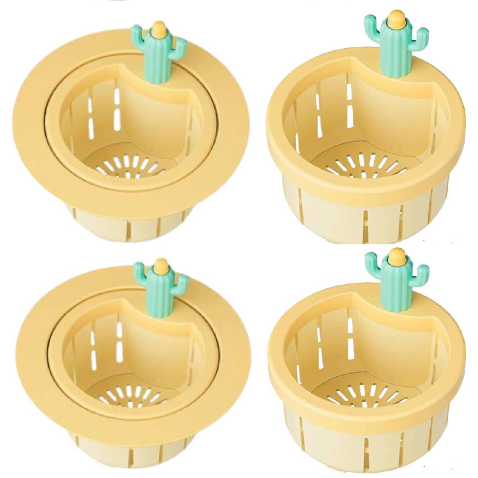 Eimula Kitchen Sink Strainer(4PCS),Multi-Functional Home Use Plug Hole Cover, Kitchen Waste Collector Filter Cactus