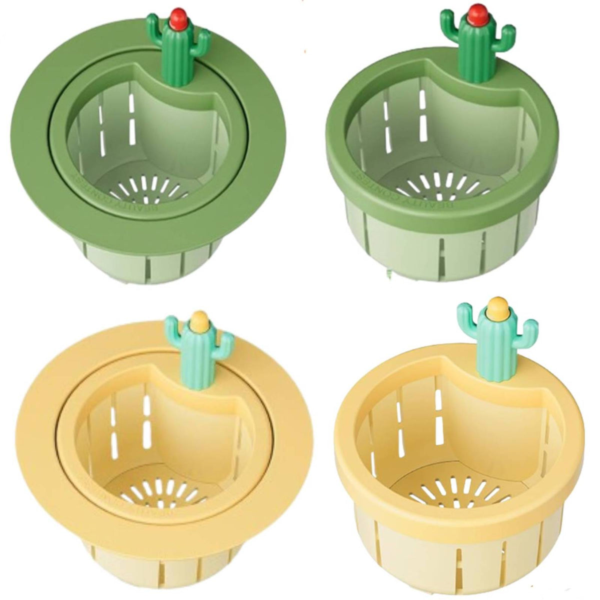 Eimula Kitchen Sink Strainer(4PCS),Multi-Functional Home Use Plug Hole Cover, Kitchen Waste Collector Filter Cactus