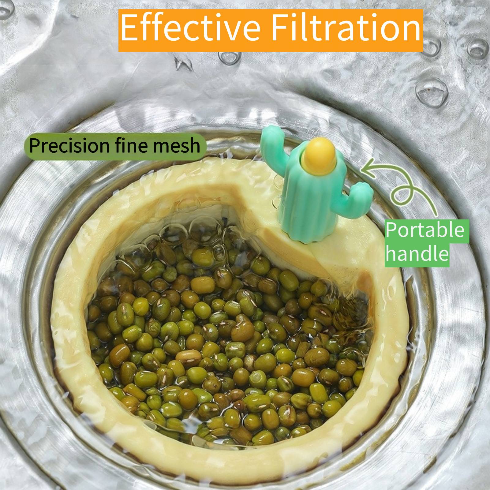 Eimula Kitchen Sink Strainer(4PCS),Multi-Functional Home Use Plug Hole Cover, Kitchen Waste Collector Filter Cactus