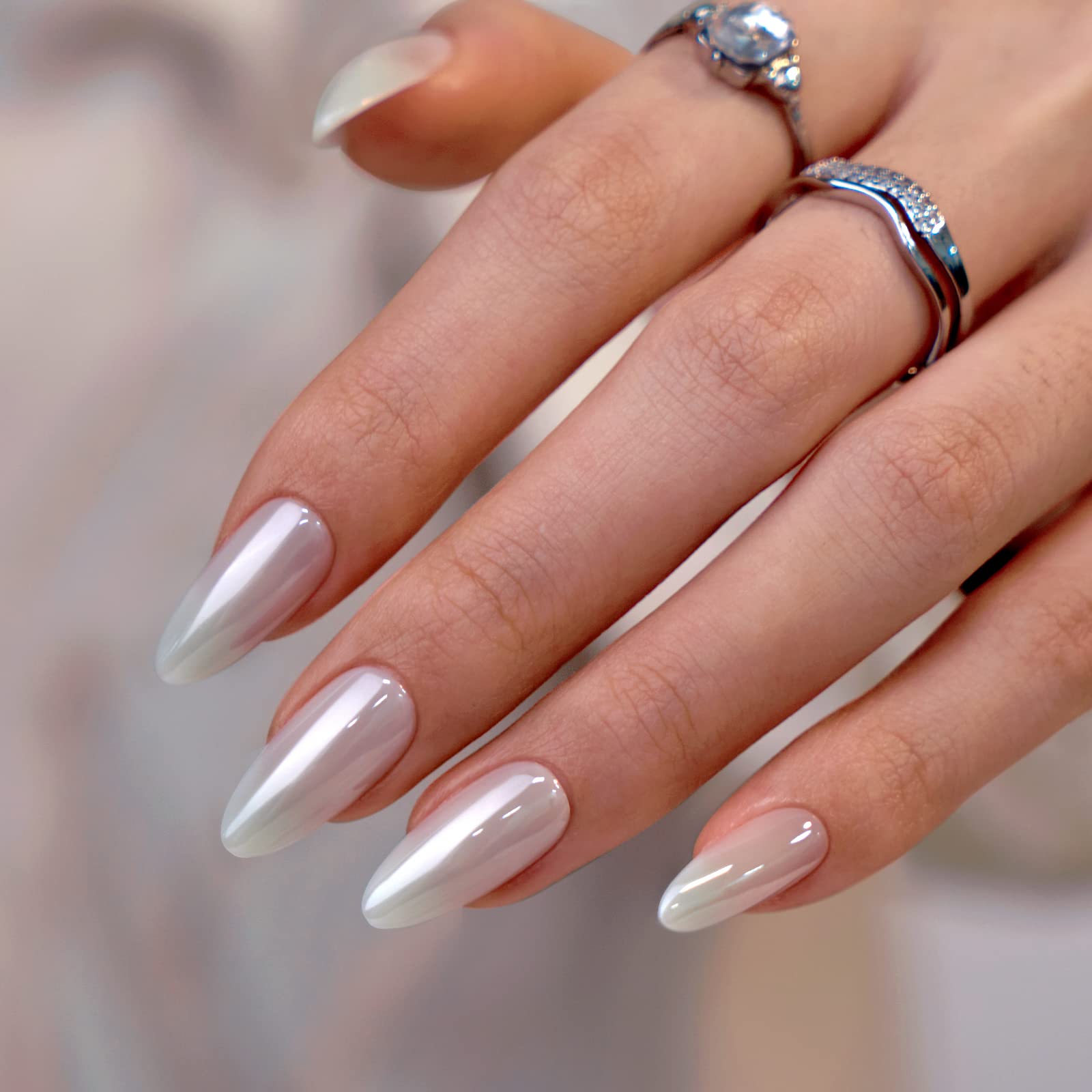 White Press On Nails Short - BTArtbox Supremely Fit & Natural Soft Gel Press on Nails Almond