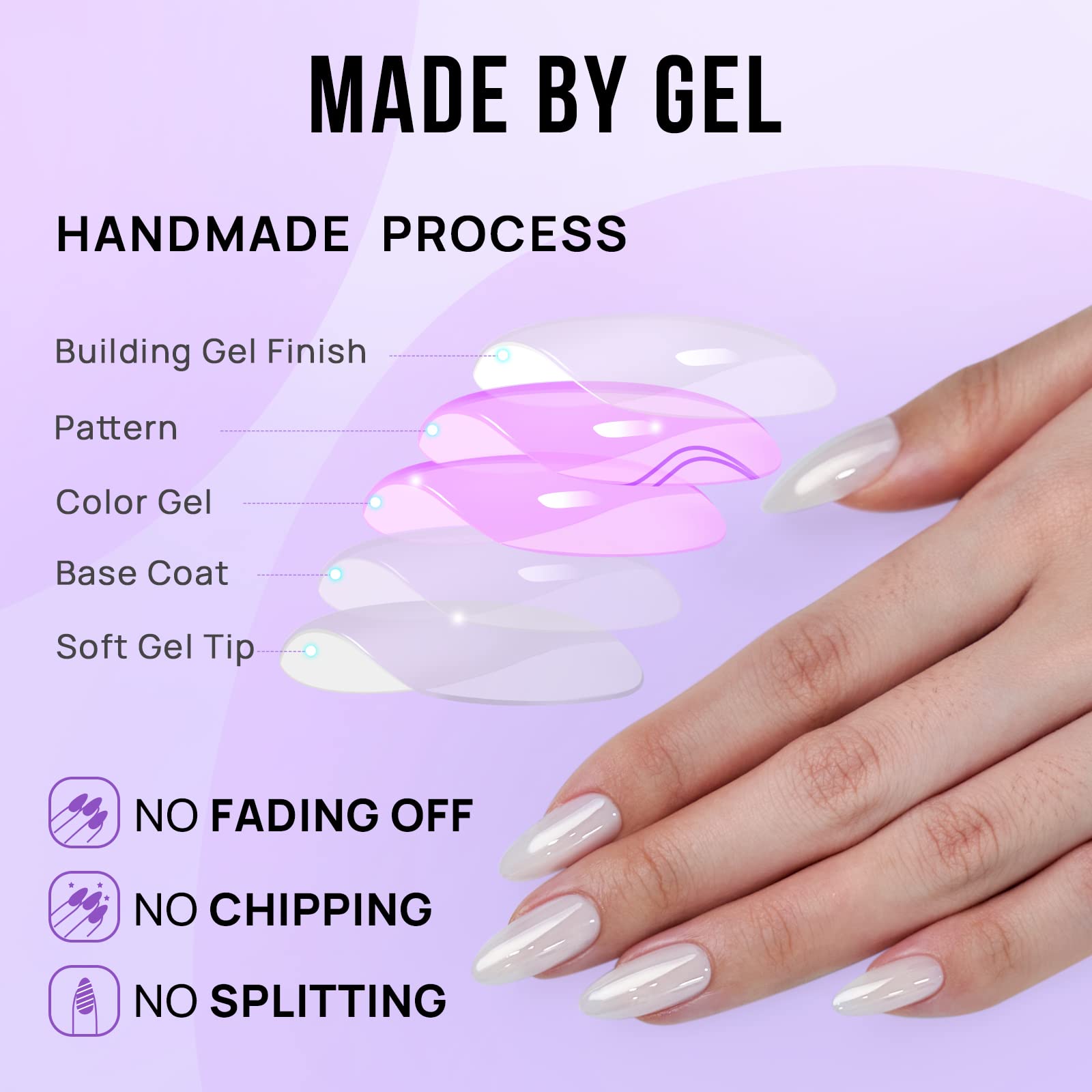 White Press On Nails Short - BTArtbox Supremely Fit & Natural Soft Gel Press on Nails Almond