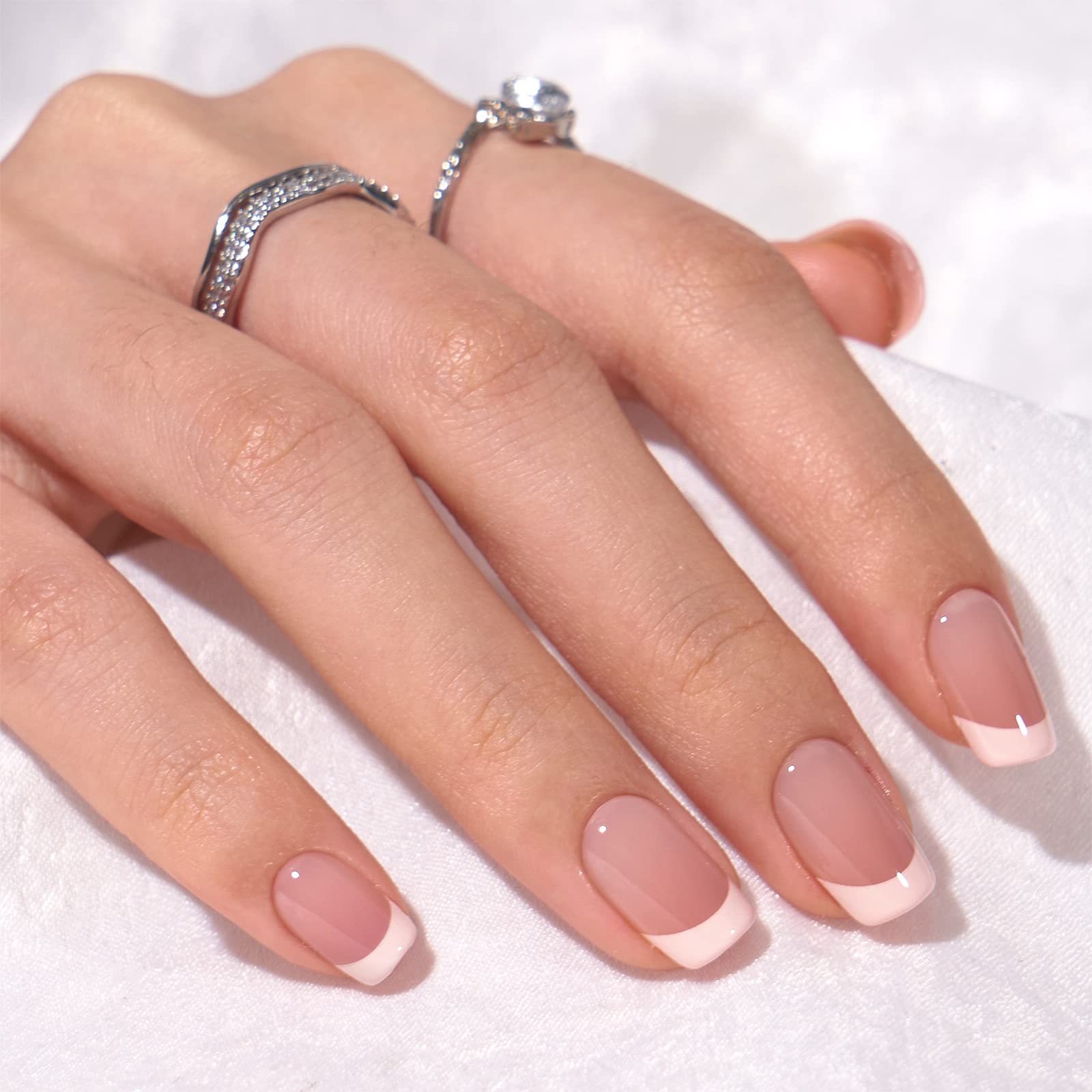 White Press On Nails Short - BTArtbox Supremely Fit & Natural Soft Gel Press on Nails Almond