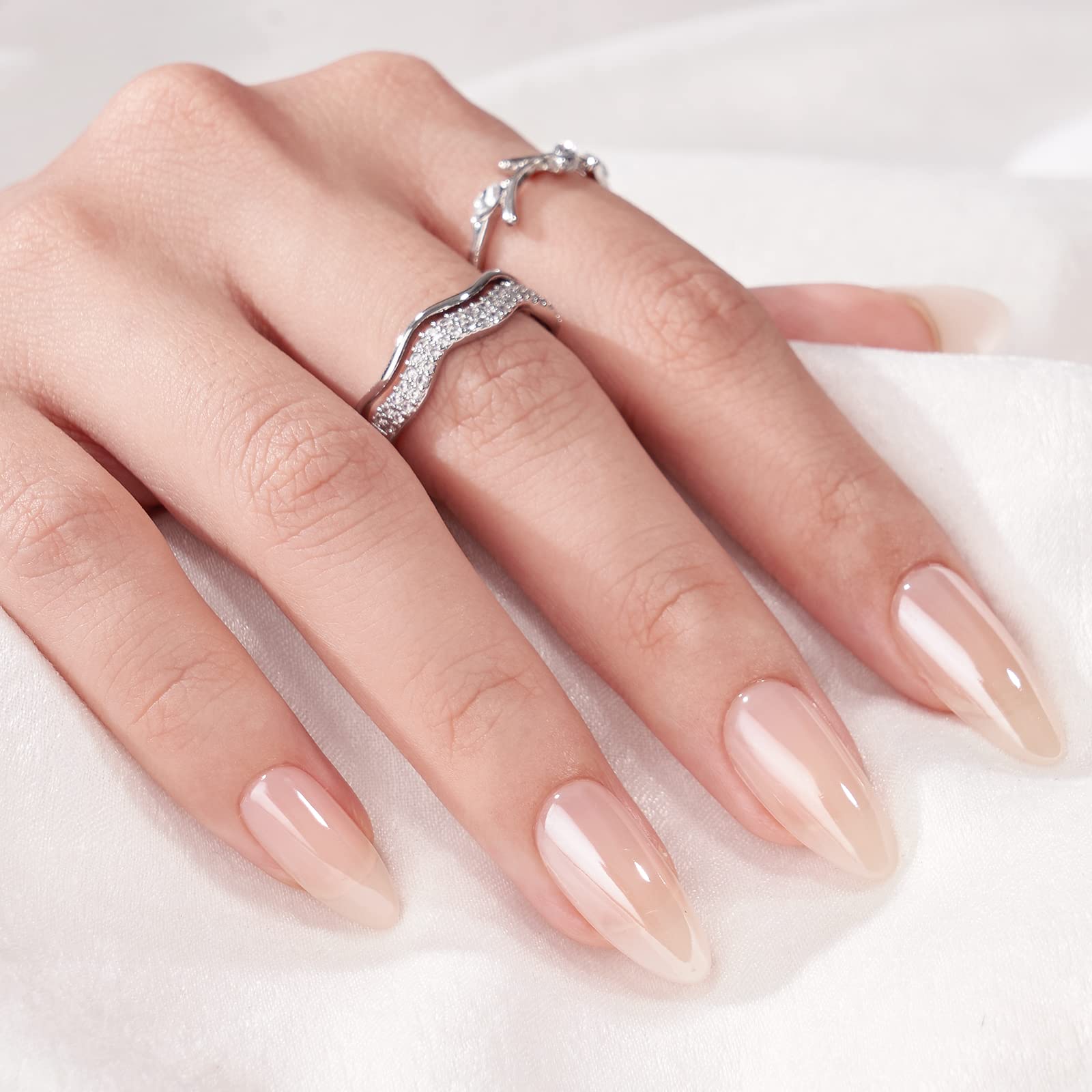 White Press On Nails Short - BTArtbox Supremely Fit & Natural Soft Gel Press on Nails Almond