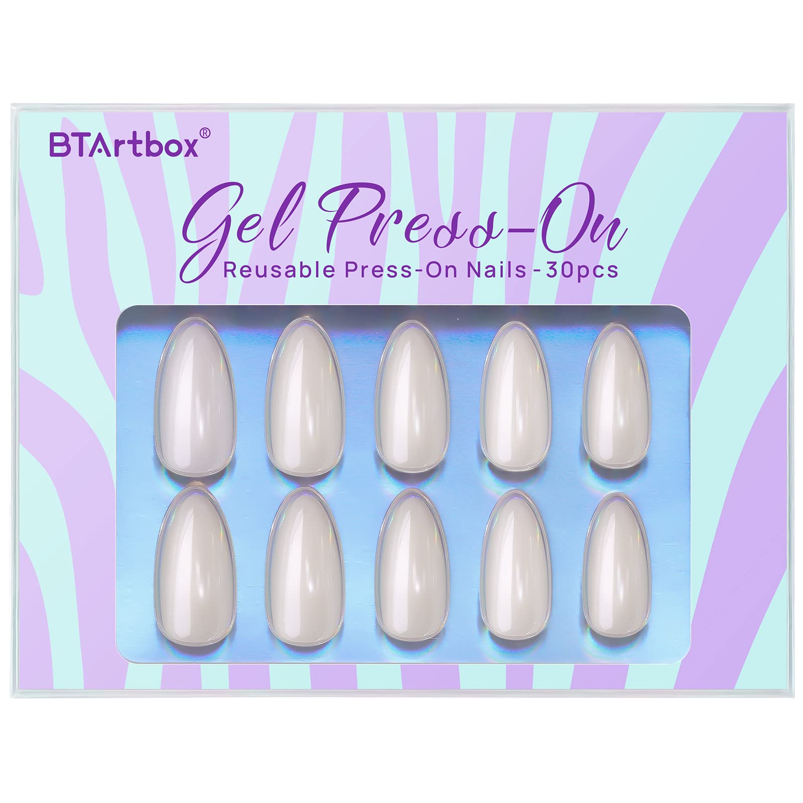 White Press On Nails Short - BTArtbox Supremely Fit & Natural Soft Gel Press on Nails Almond