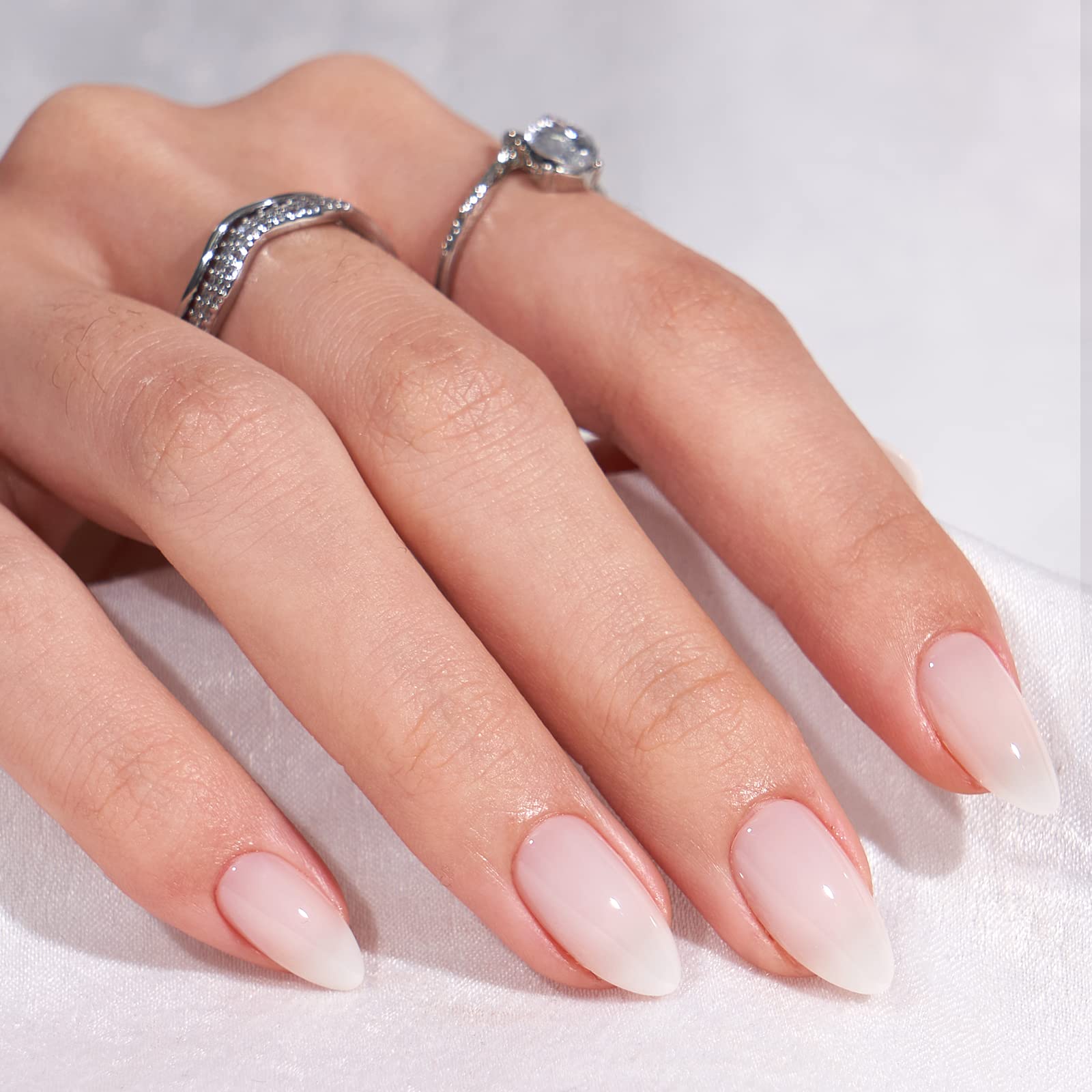 White Press On Nails Short - BTArtbox Supremely Fit & Natural Soft Gel Press on Nails Almond