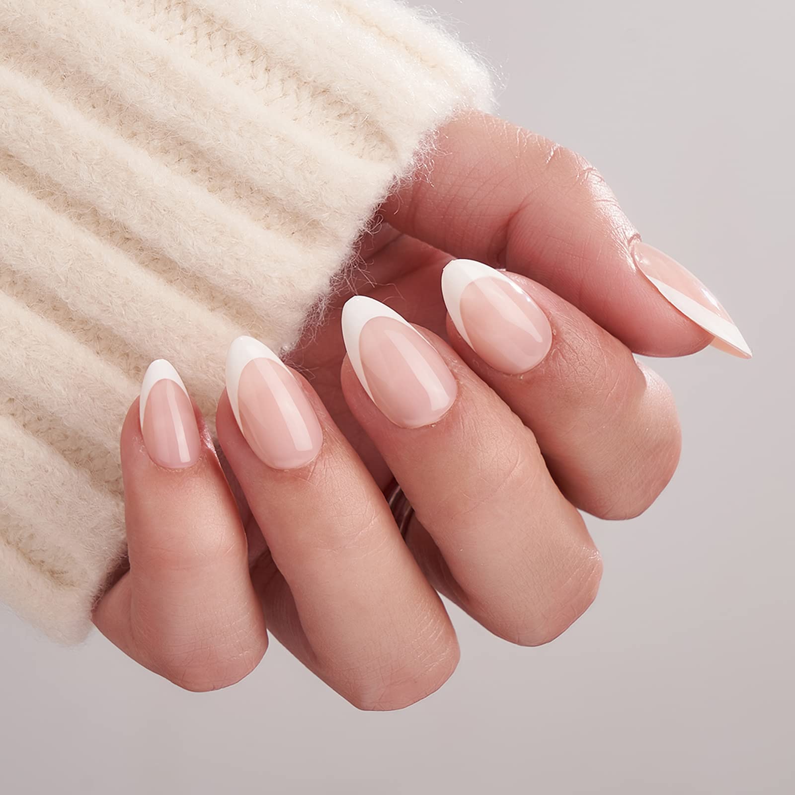 White Press On Nails Short - BTArtbox Supremely Fit & Natural Soft Gel Press on Nails Almond