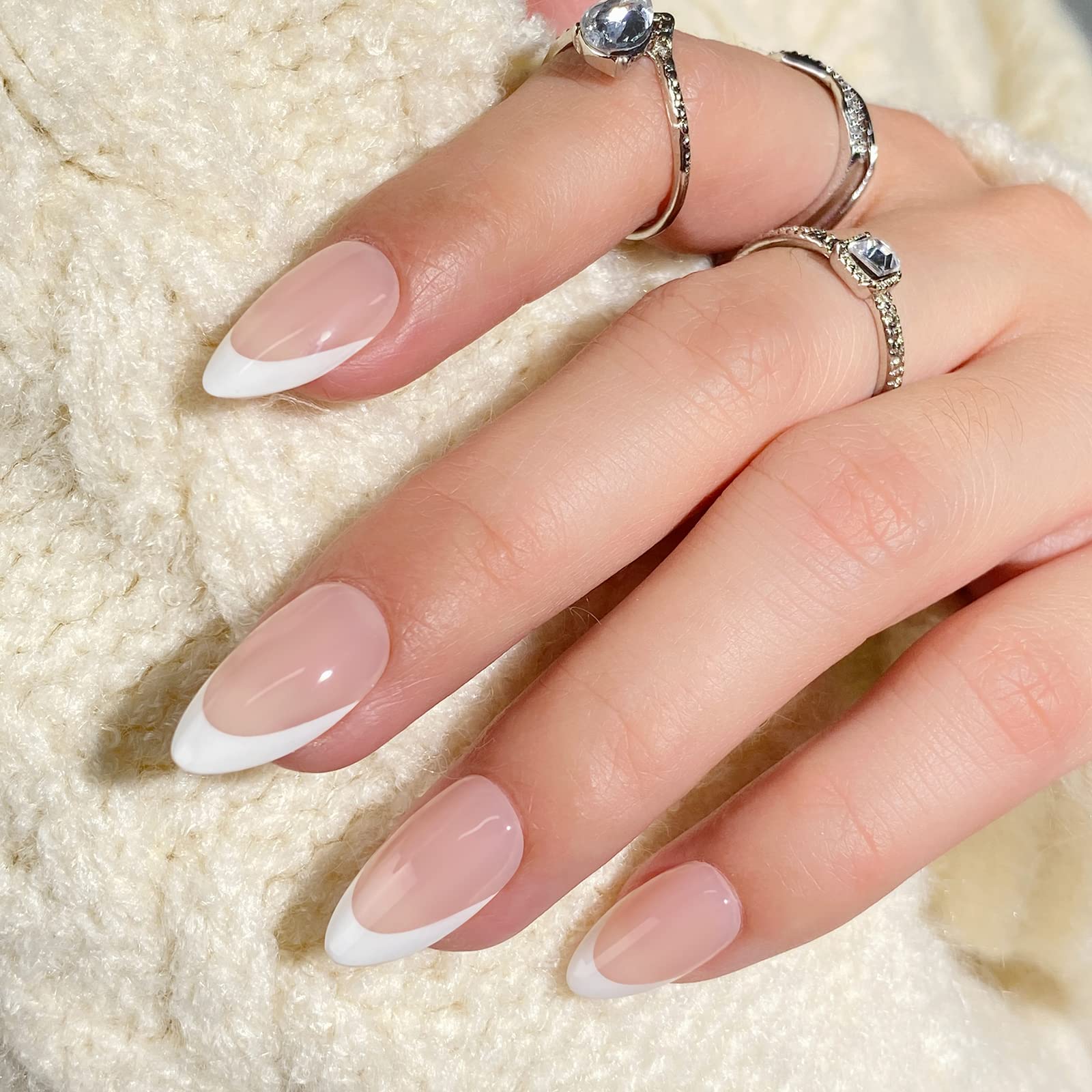 White Press On Nails Short - BTArtbox Supremely Fit & Natural Soft Gel Press on Nails Almond