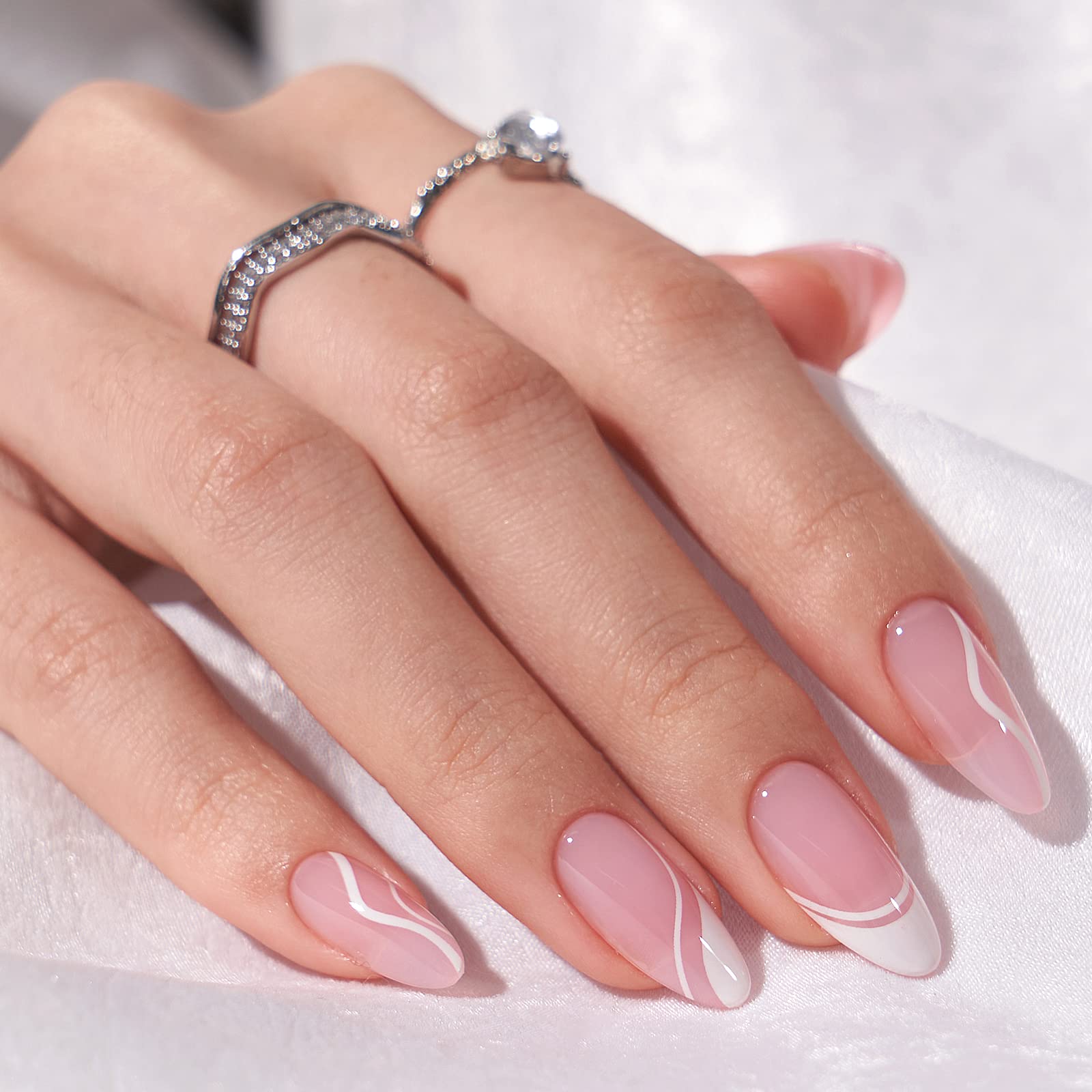 White Press On Nails Short - BTArtbox Supremely Fit & Natural Soft Gel Press on Nails Almond