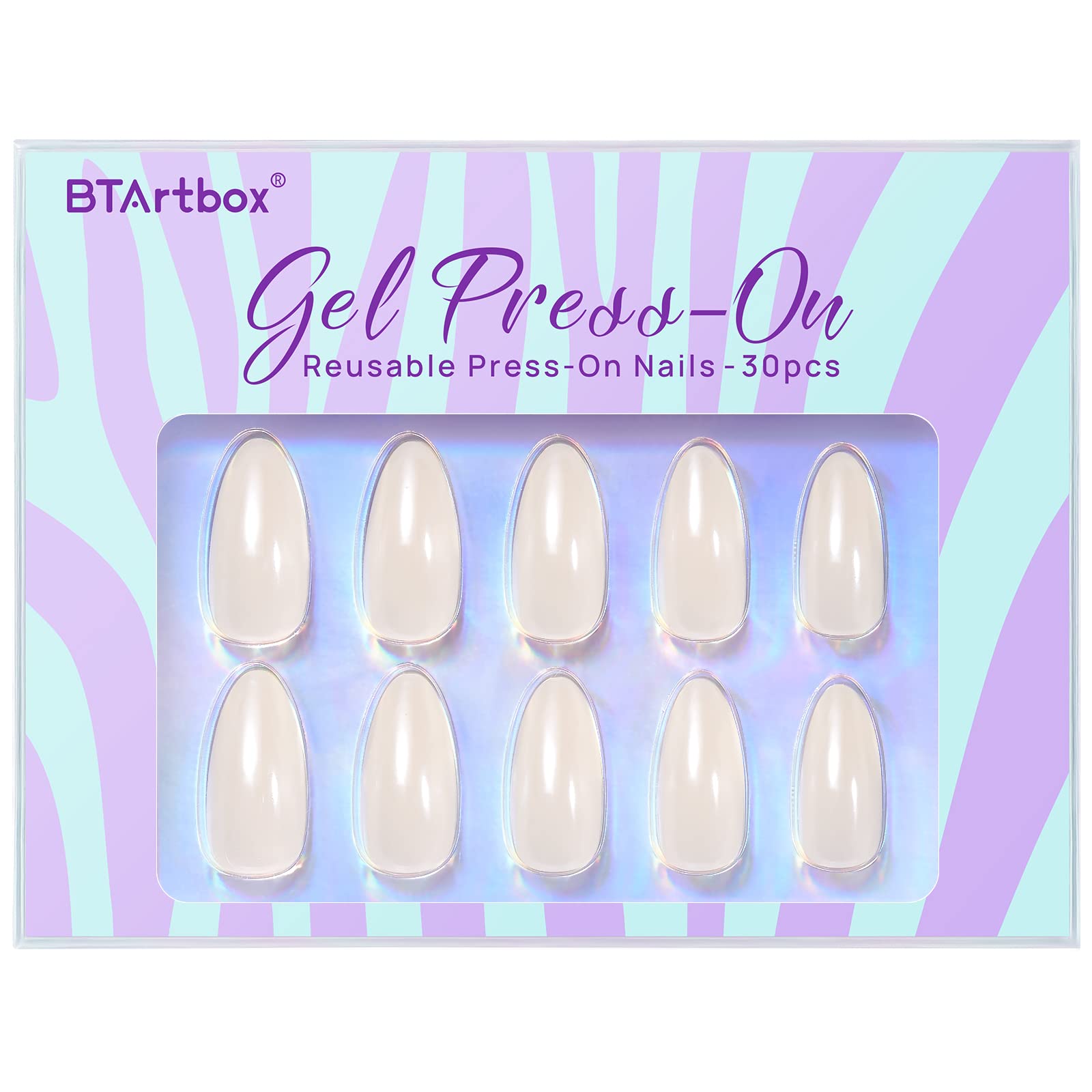 White Press On Nails Short - BTArtbox Supremely Fit & Natural Soft Gel Press on Nails Almond