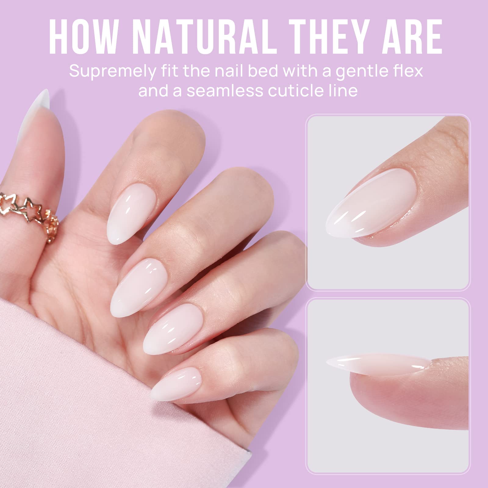 White Press On Nails Short - BTArtbox Supremely Fit & Natural Soft Gel Press on Nails Almond