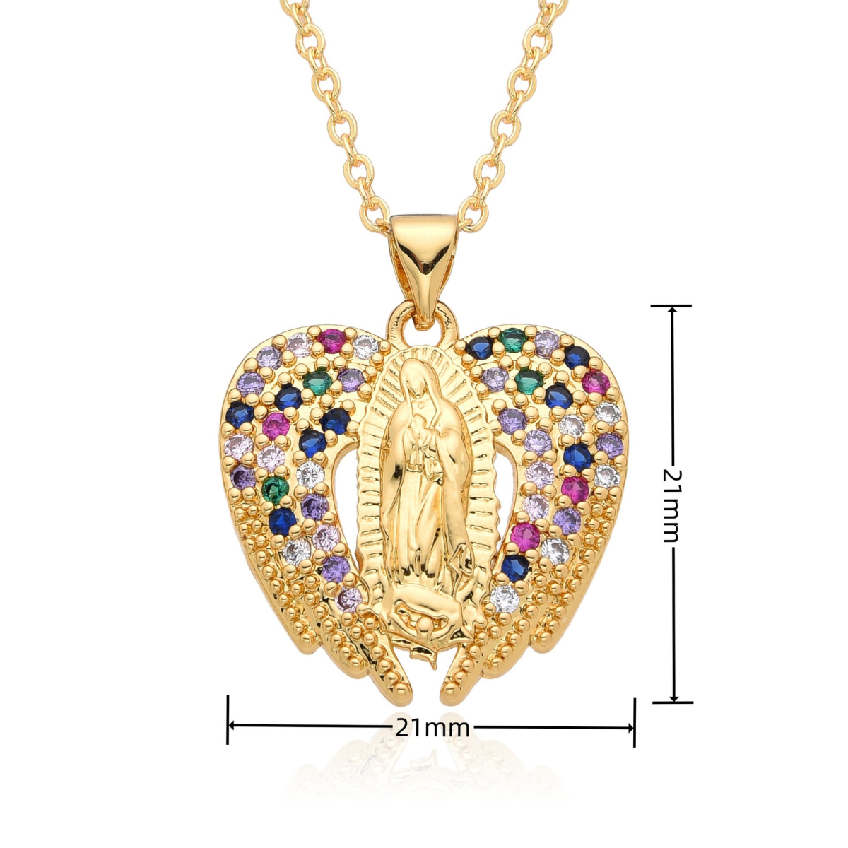 Necklace Virgin Mary Prayer, Our Lady of Guadalupe Amulet Pendant with Inlaid Zircon, Fashion Religious Jewelry Necklace for Women Jewelry Gift