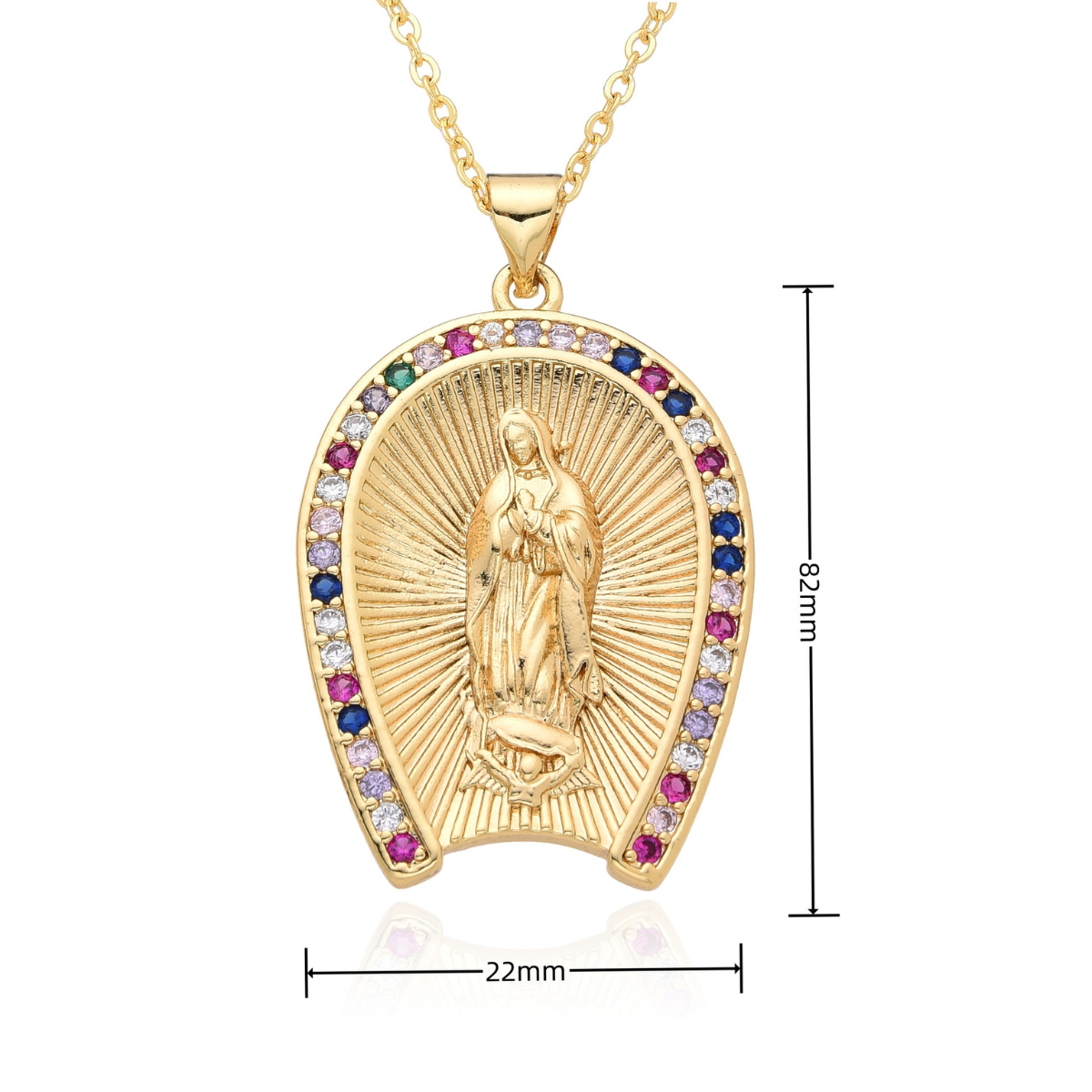 Necklace for Women Men, Blessed Virgin Mary Pendant, Virgen de Guadalupe Faith Chain Jewelry Amulet Religious Gift Inlaid Zircon